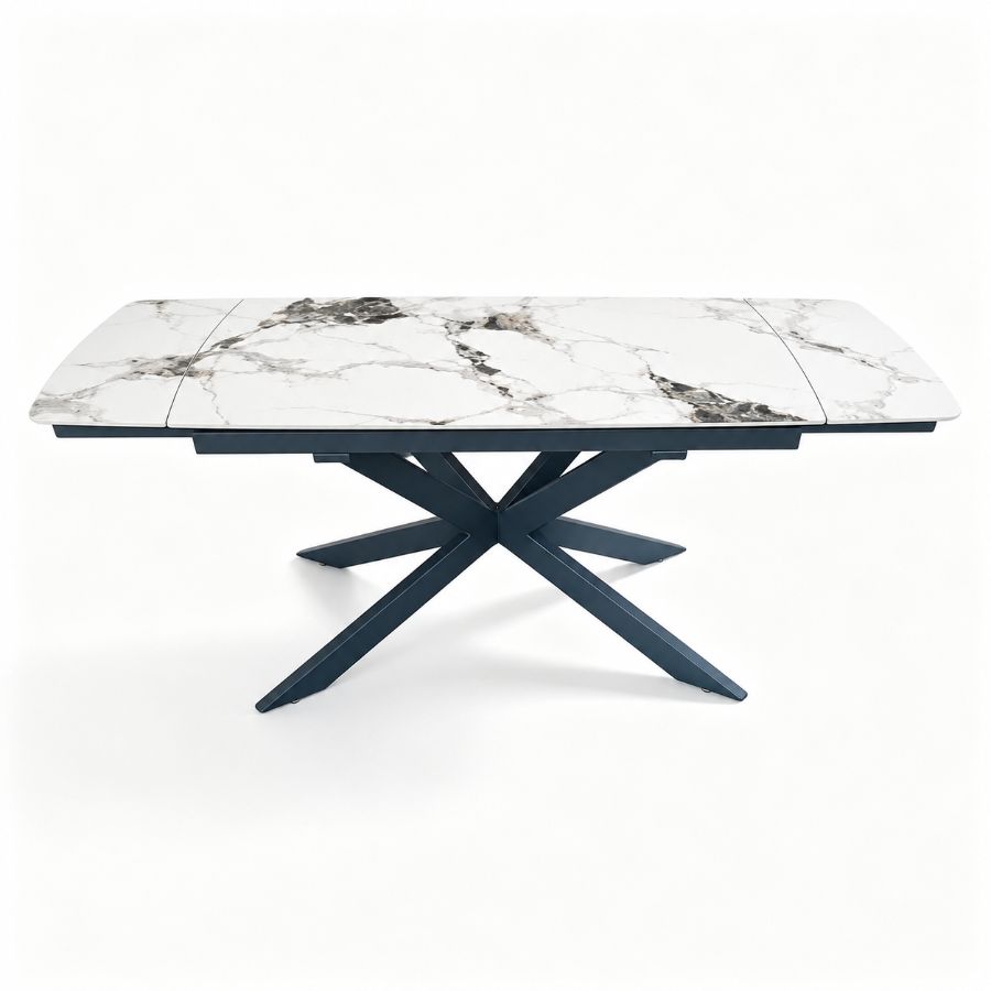 Mesa Dallas extensible · 1,65 a 2,40 m × 90 cm · Blanco veta negra — foto 2