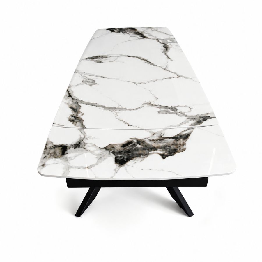 Mesa Dallas extensible · 1,65 a 2,40 m × 90 cm · Blanco veta negra — foto 4
