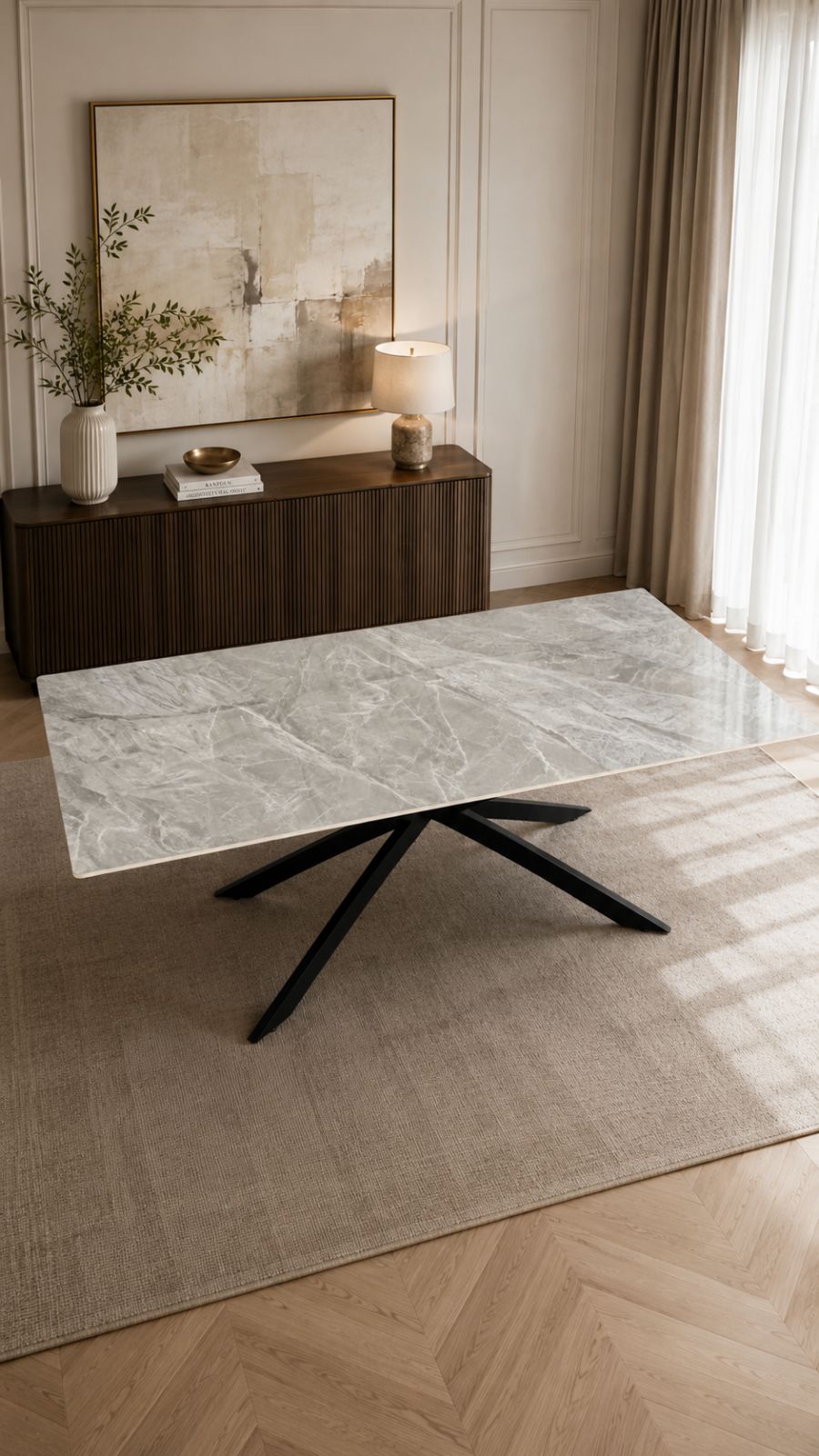 Mesa Dallas fija · 2,40 × 1,20 m · Gris mármol — foto 1