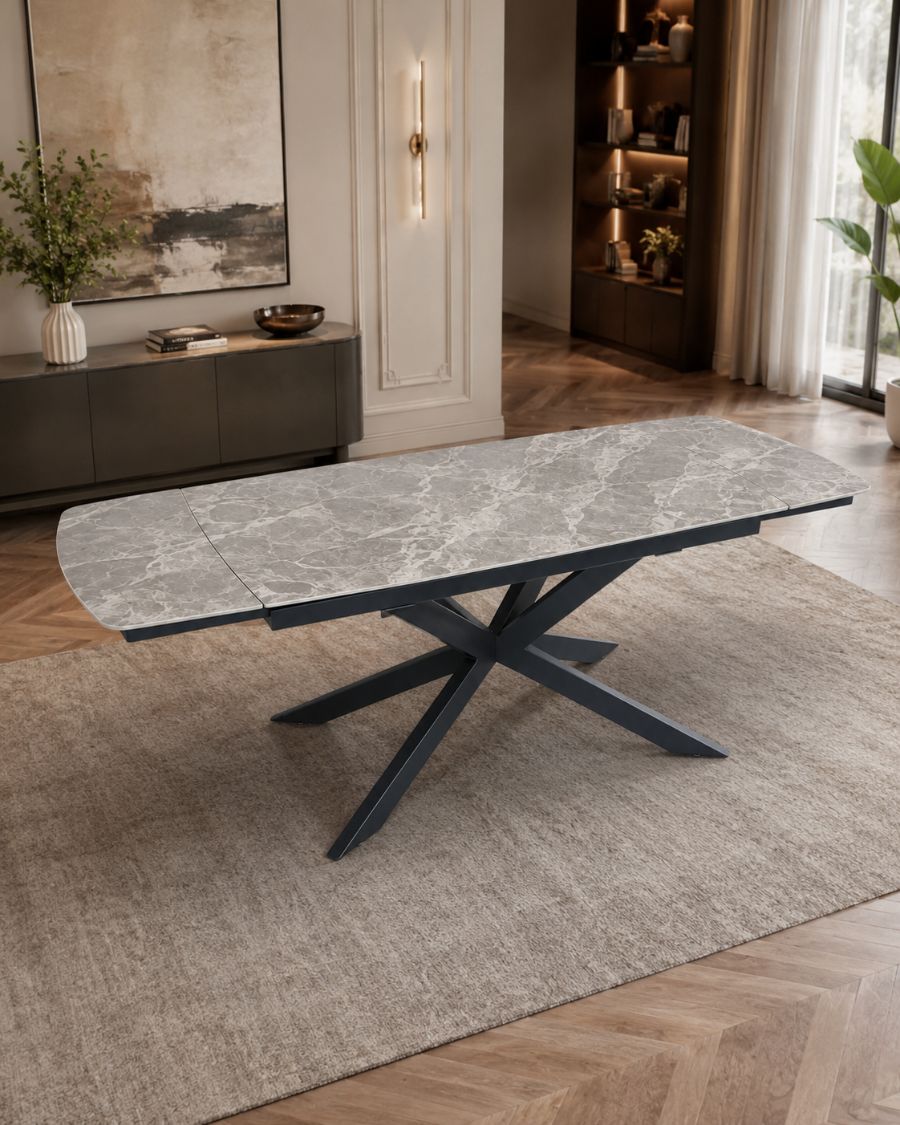 Mesa Dallas extensible · 1,45 a 2,00 m × 80 cm · Gris mármol — foto 1